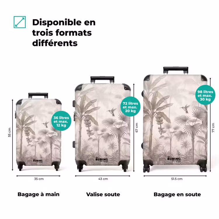 Valise - Jungle - Arbre à nœuds - Colibri - Beige — 3