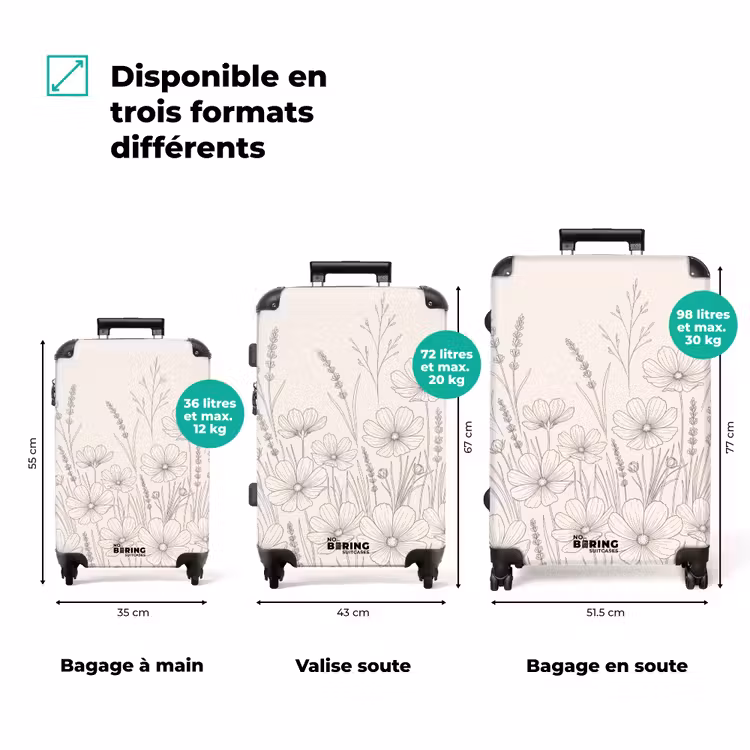 Valise - Minimaliste - Moderne - Fleurs - Beige — 1