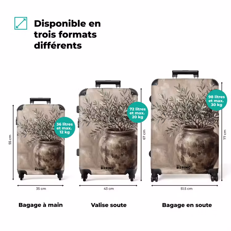 Valise - Olivier - Pot en terre cuite - Abstrait - Beige — 1