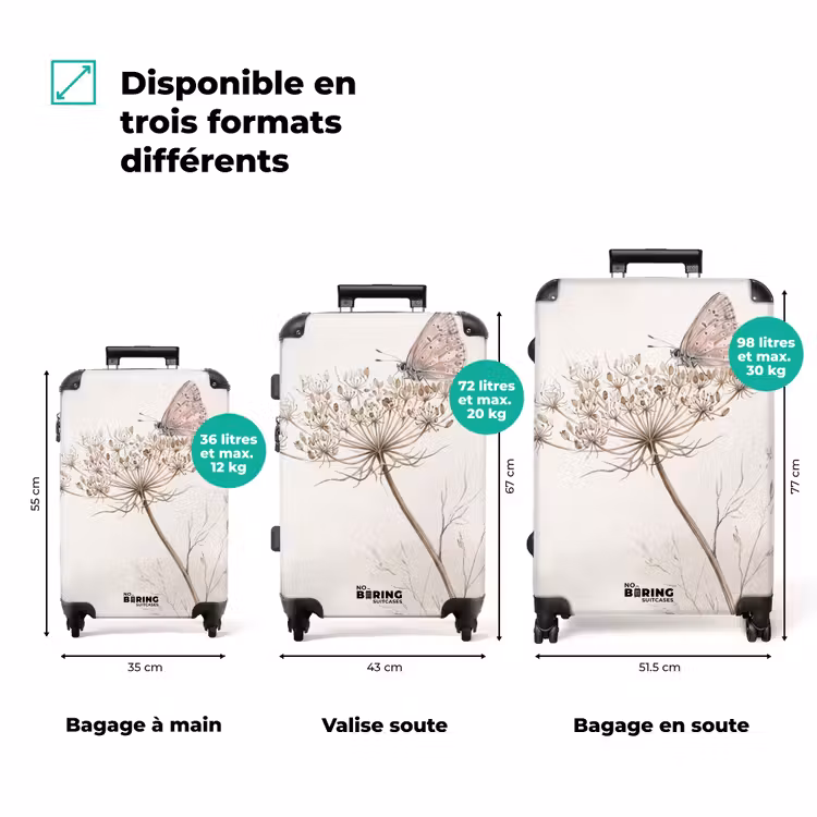Valise - Papillon - Fleur - Nature - Beige — 1