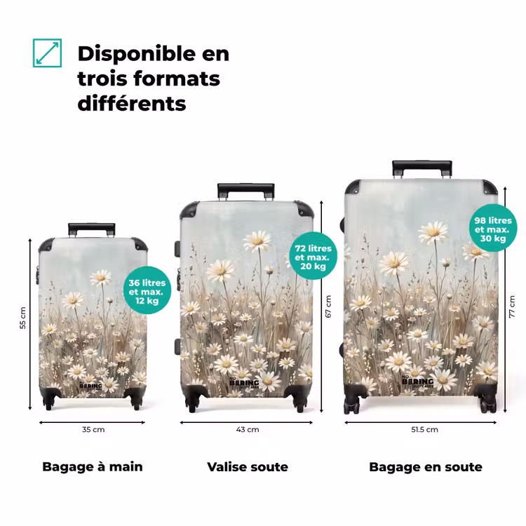 Valise - Pâquerette - Illustration - Blanc — 1