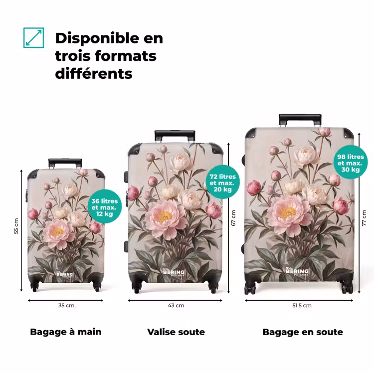 Valise - Pivoines - Bouquet - Rose — 1