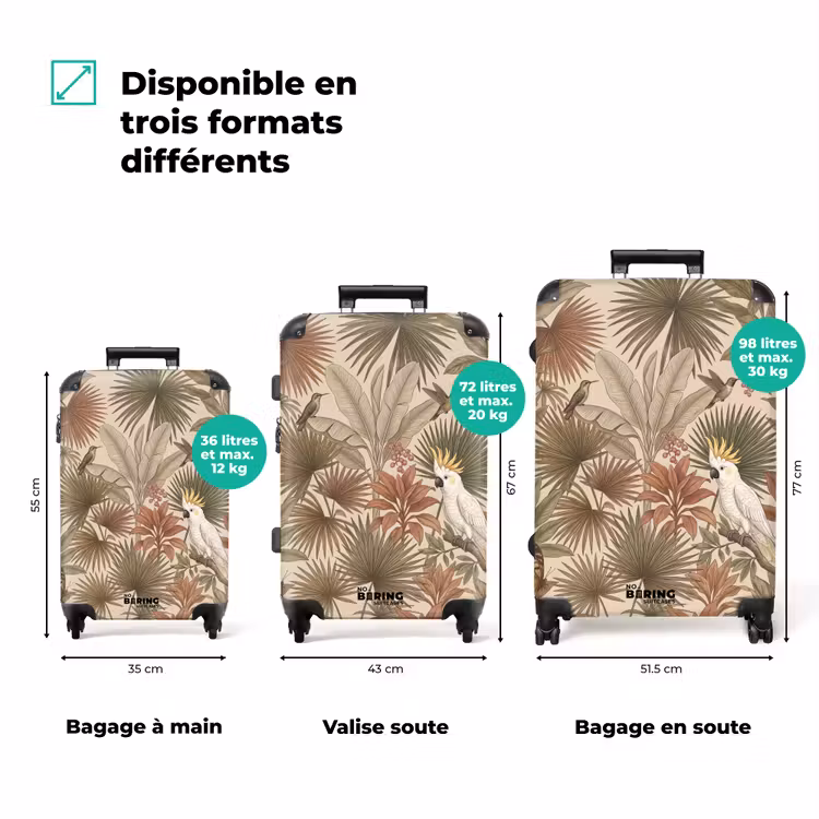 Valise - Tropical - Oiseaux - Beige — 1