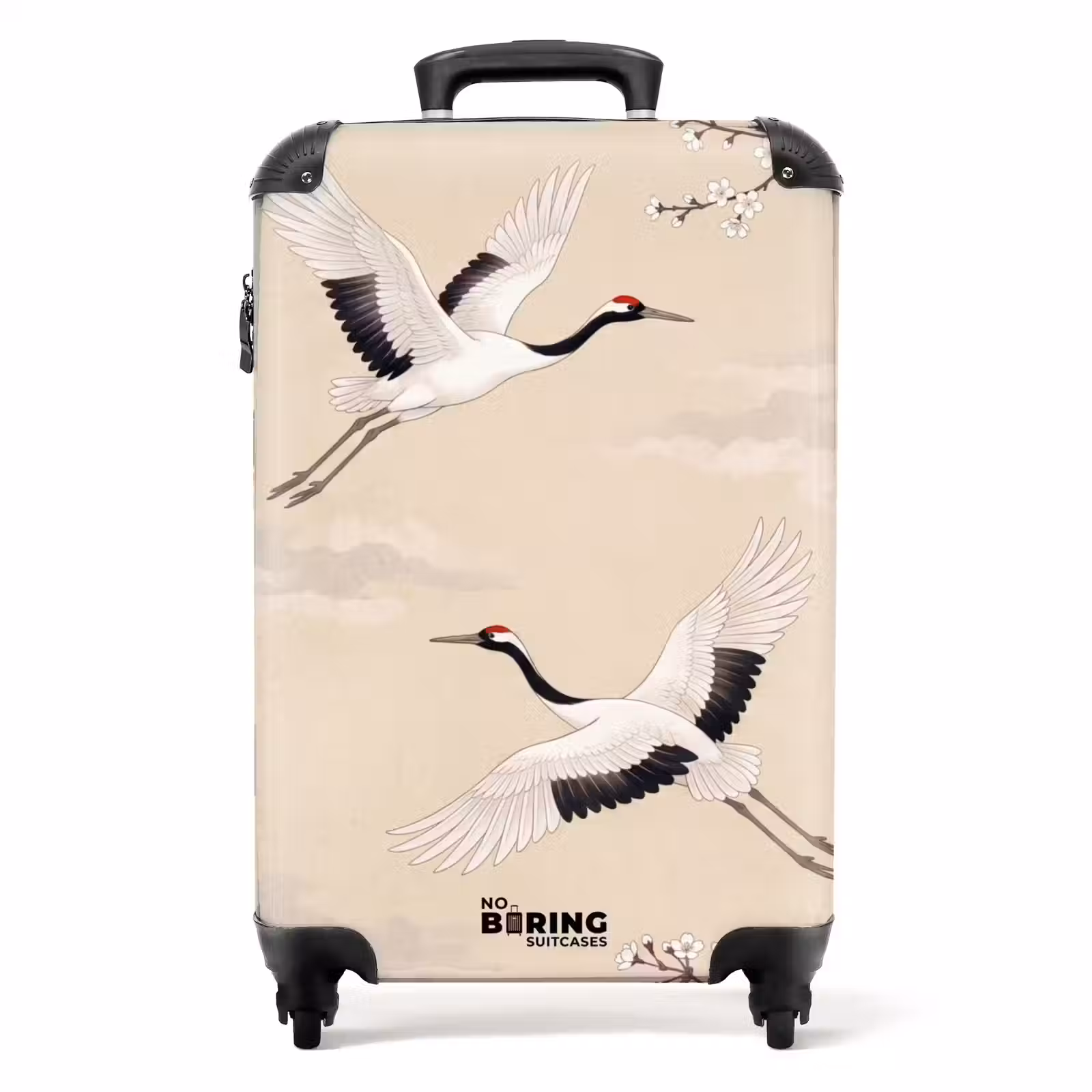 Valise - Grues - Fleurs - Beige — 1