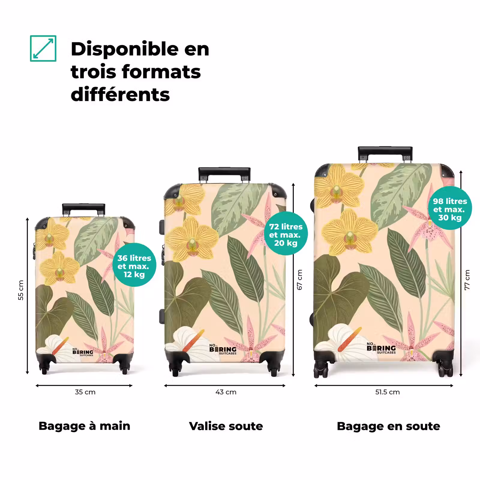 Valise - Motif - Fleurs - Coloré — 1