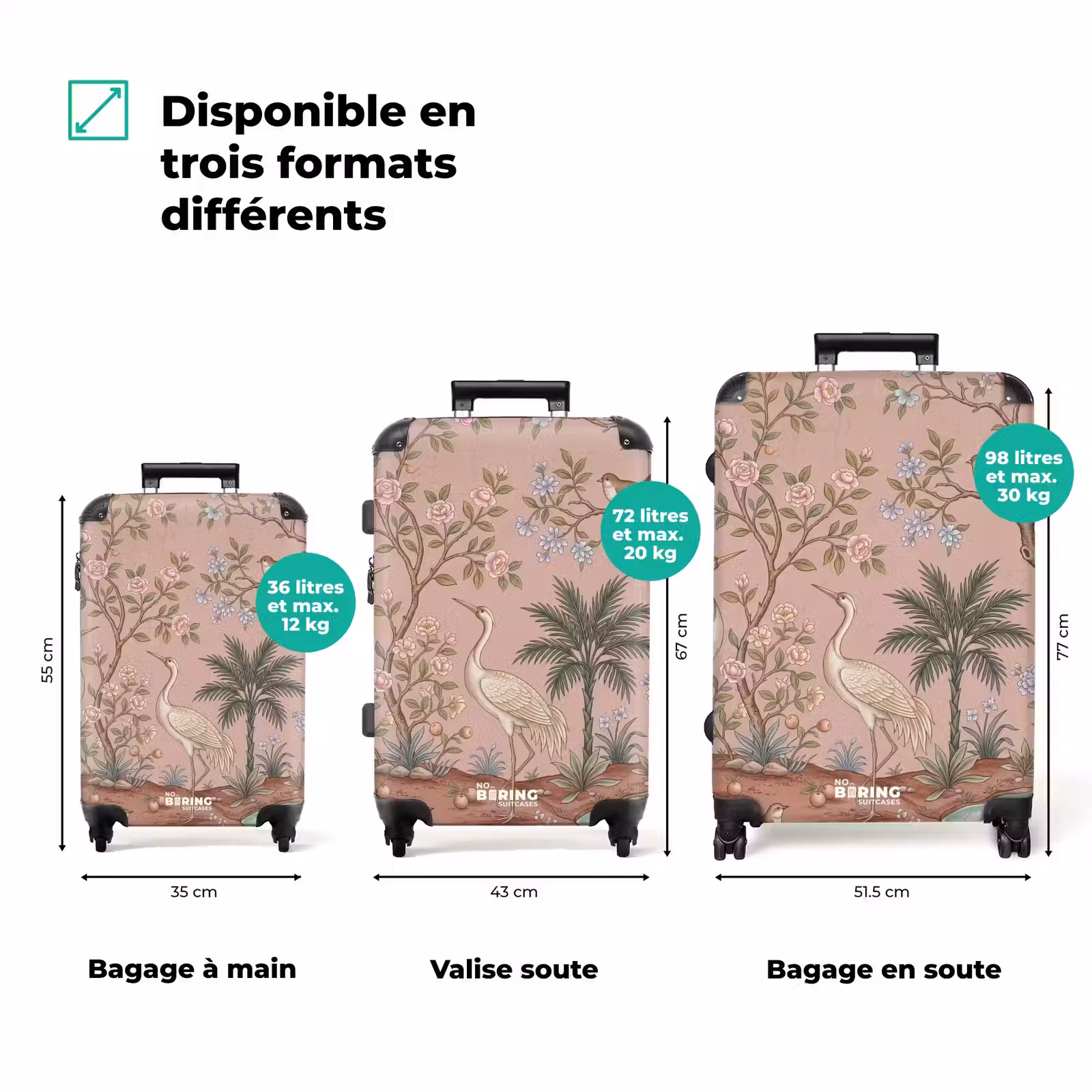 Valise - Nostalgique - Hérons - Rose — 1
