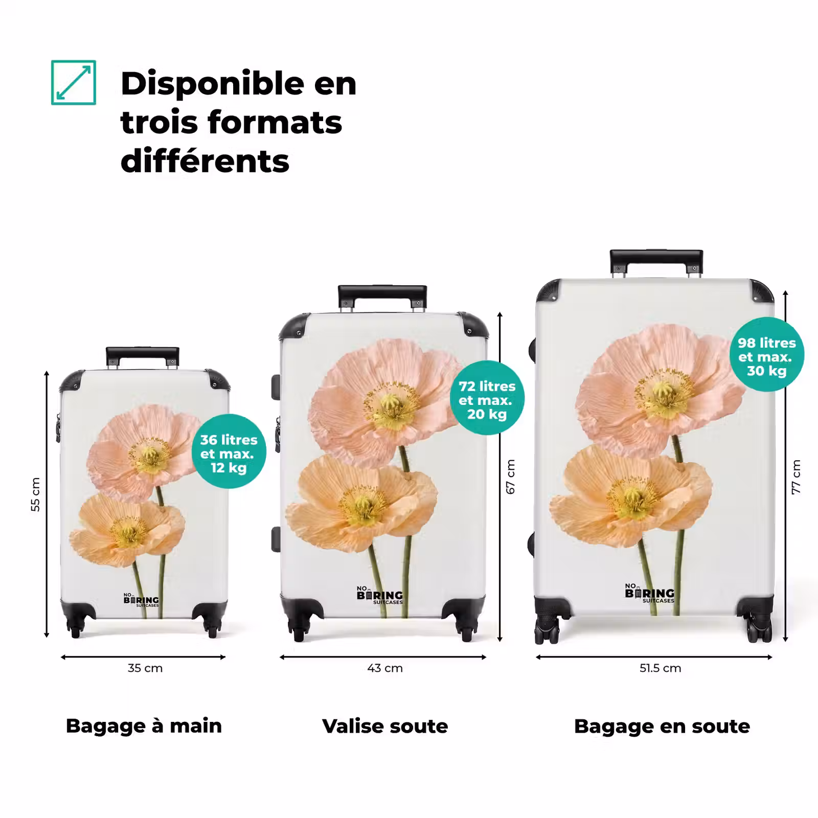Valise - Pavots - Botanique - Rose — 1