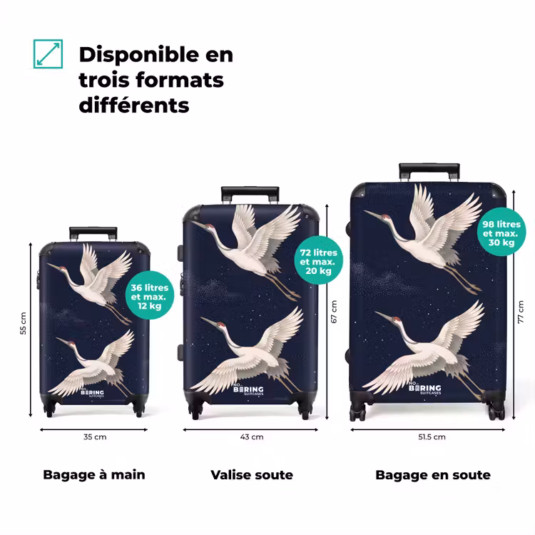 Valise - Grues cendrées - Ciel nocturne - Bleu — 3