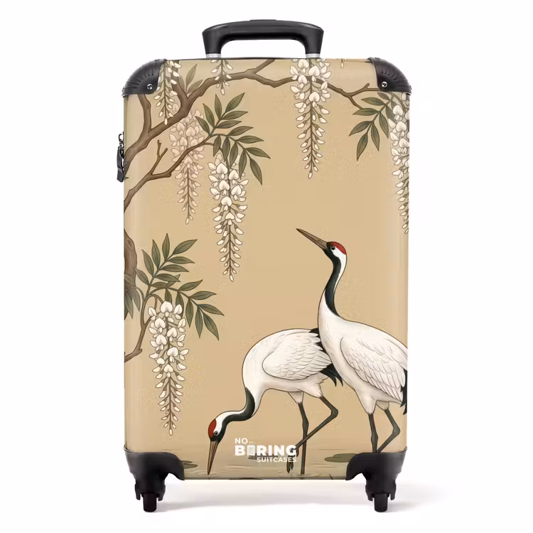 Valise - Grues cendrées - Eau - Beige — 1