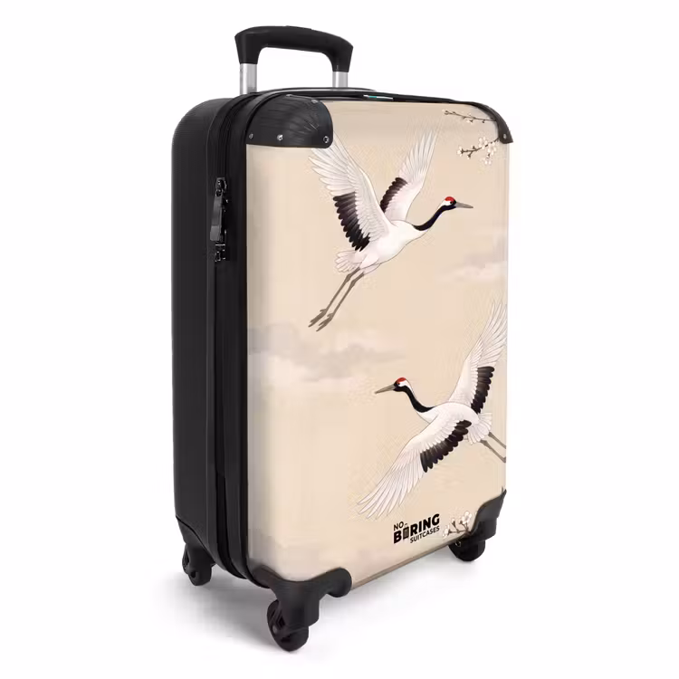 Valise - Grues - Fleurs - Beige — 2