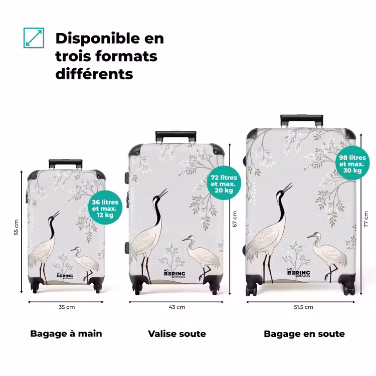 Valise - Minimaliste - Grues - Bleu — 3