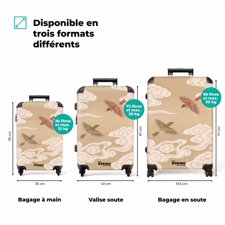 Valise - Oiseaux - Voler - Beige — 3