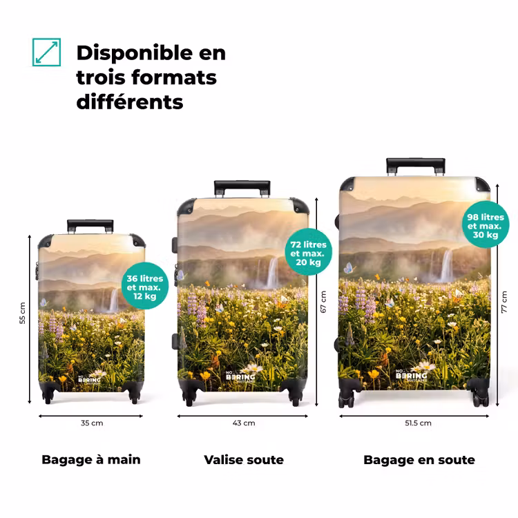 Valise - Papillons - Cascade - Champ de fleurs — 1