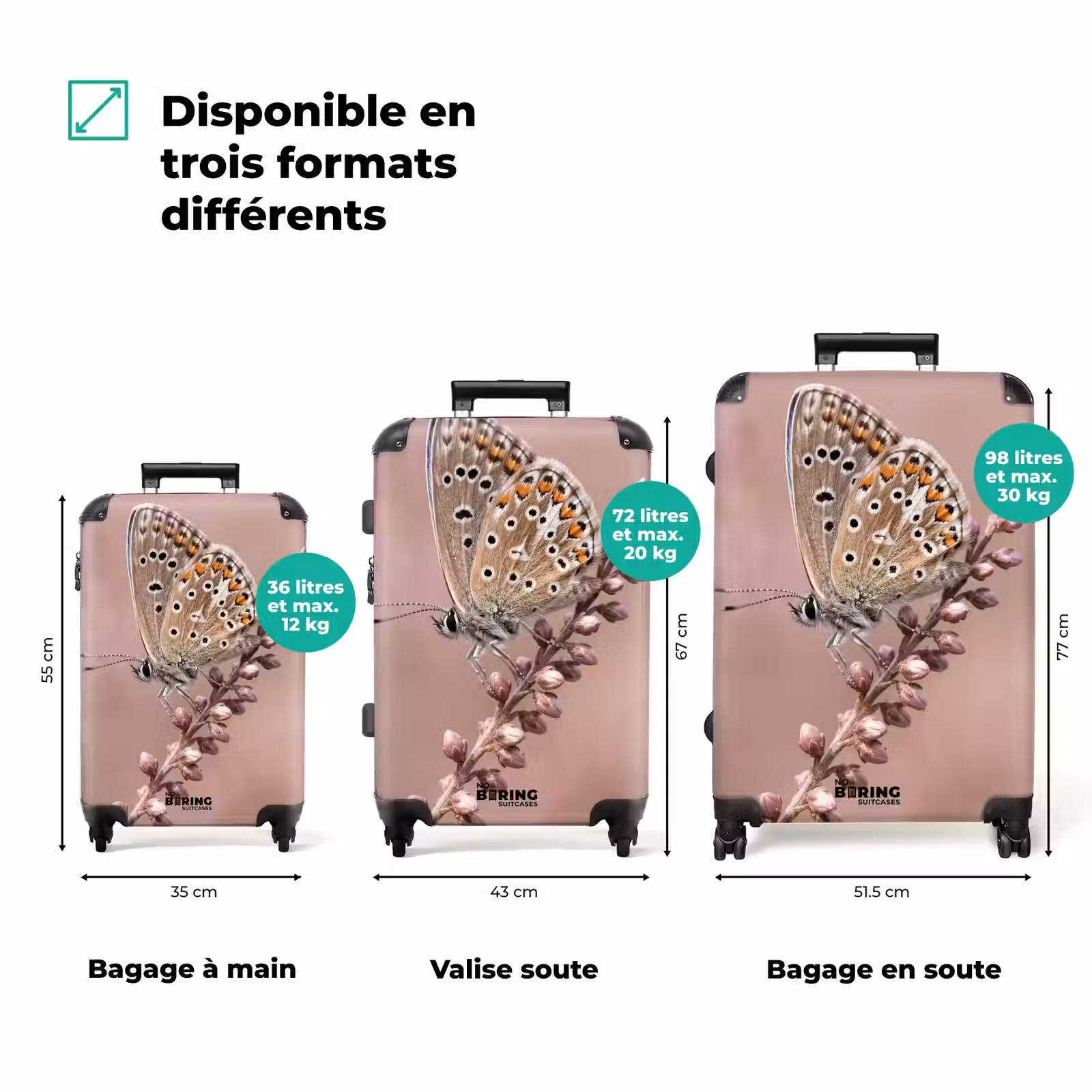 Valise - Lavande - Papillon - Violet — 1
