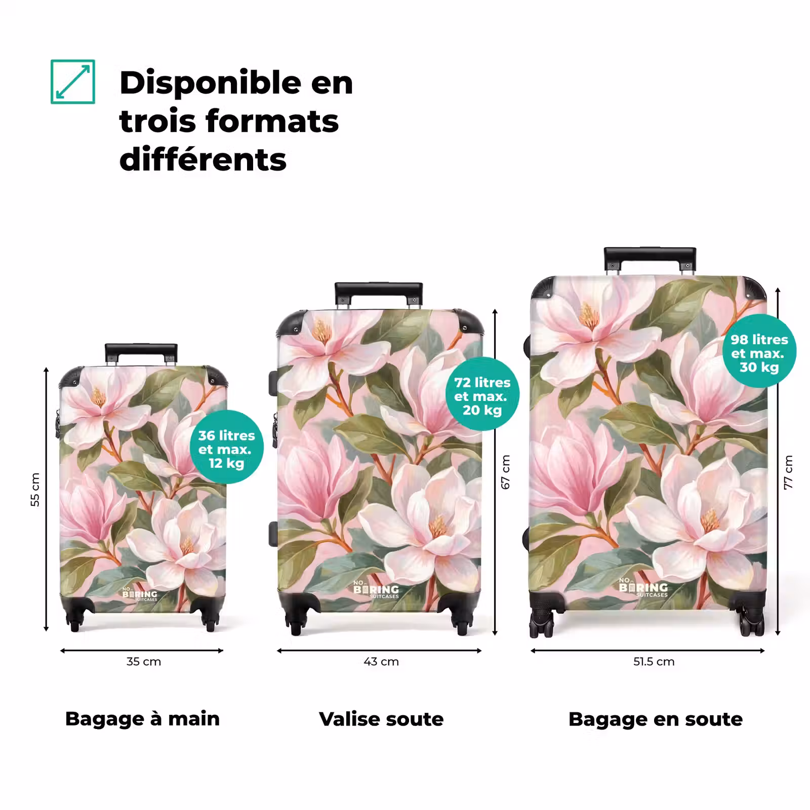 Valise - Magnolias - Motif - Rose — 1