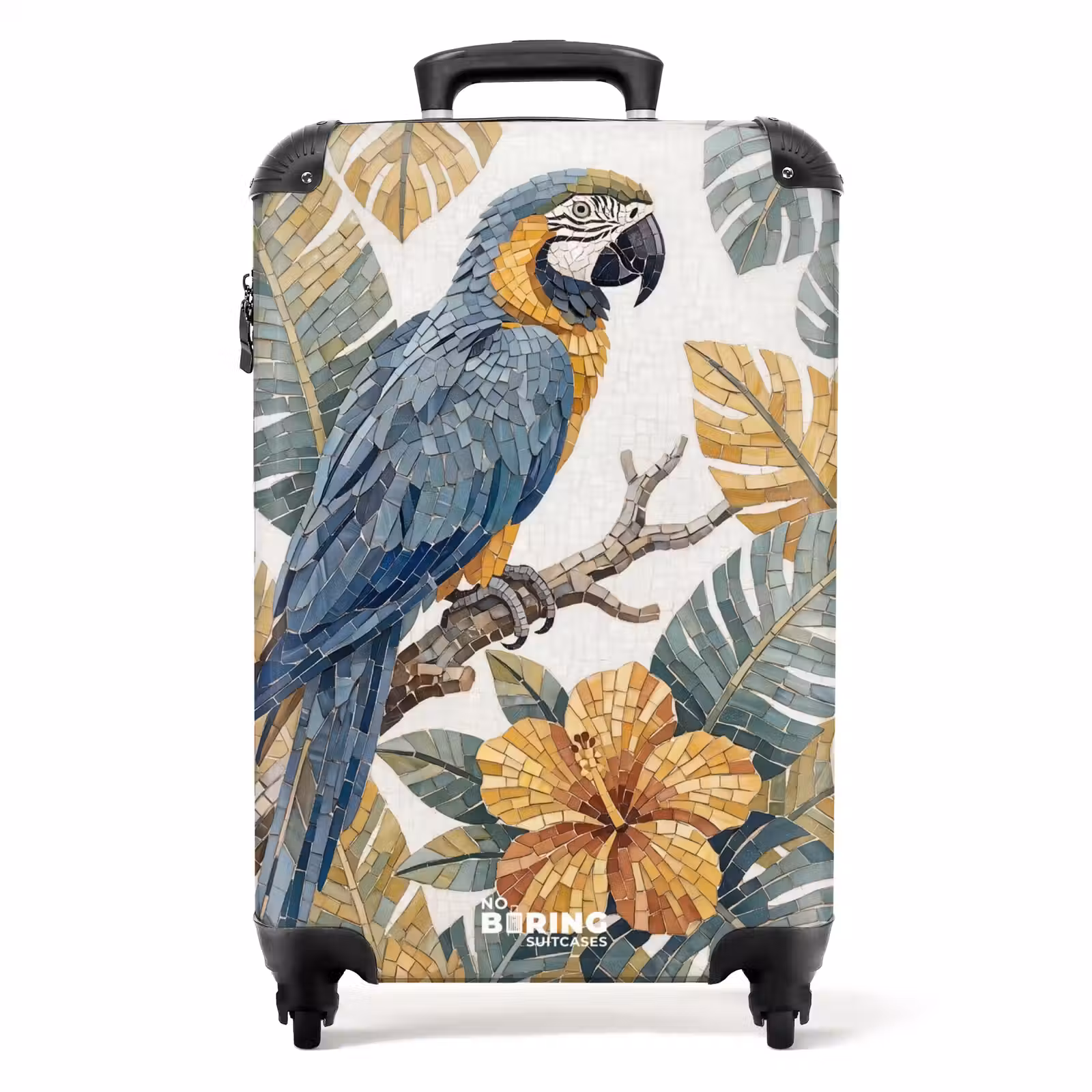 Valise - Oiseau - Branche - Nature - Mosaïque - Bleu — 1
