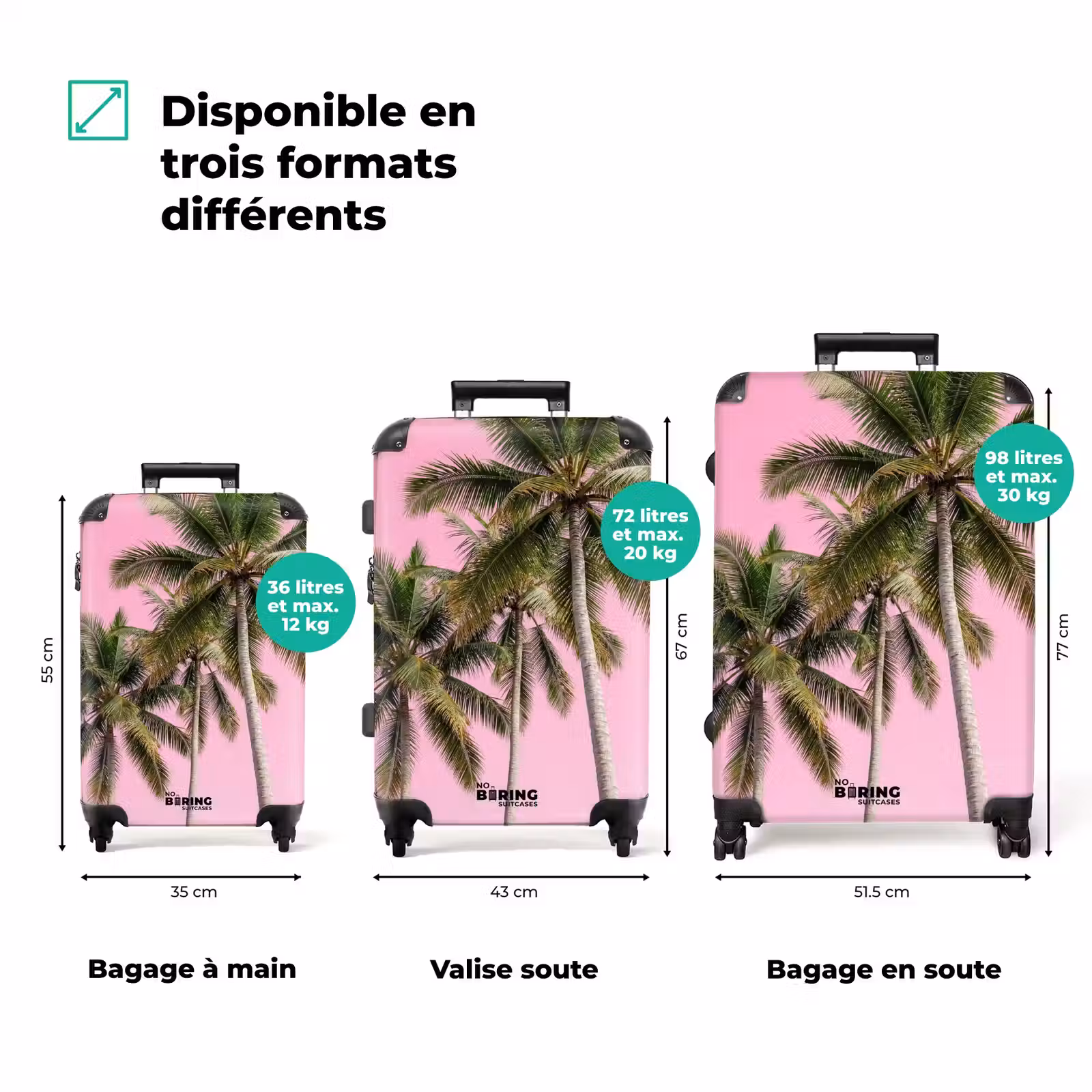 Valise - Palmier - Tropical - Rose — 1