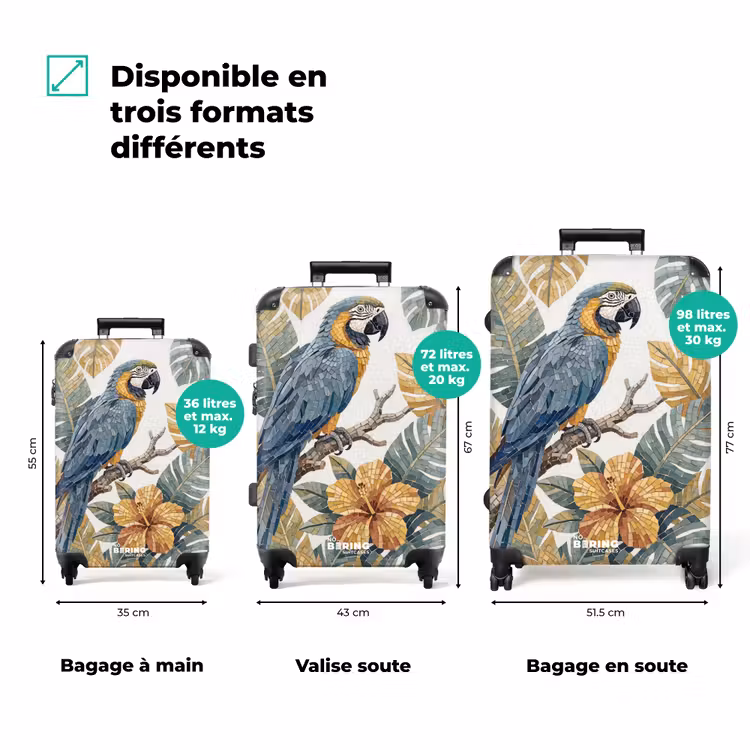 Valise - Oiseau - Branche - Nature - Mosaïque - Bleu — 3