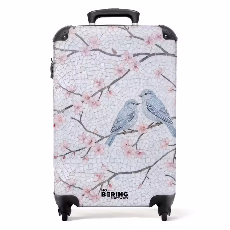 Valise - Oiseau - Fleurs - Nature - Mosaïque - Rose — 1