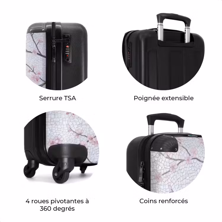Valise - Oiseau - Fleurs - Nature - Mosaïque - Rose — 8