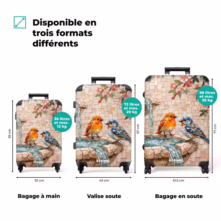 Valise - Oiseau - fontaine - mosaïque - coloré - animaux — 3