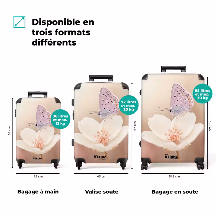 Valise - Papillon - Fleur - Bleu — 1