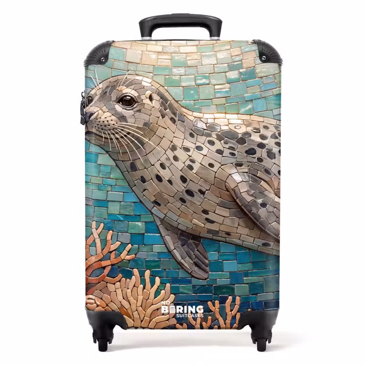 Valise - Phoque - Mosaïque - Sous-marin - Animaux - Bleu — 1