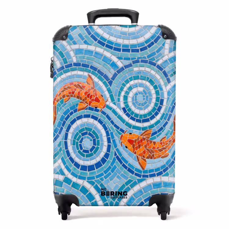 Valise - Poisson - Mosaïque - Eau - Décoratif - Bleu — 1