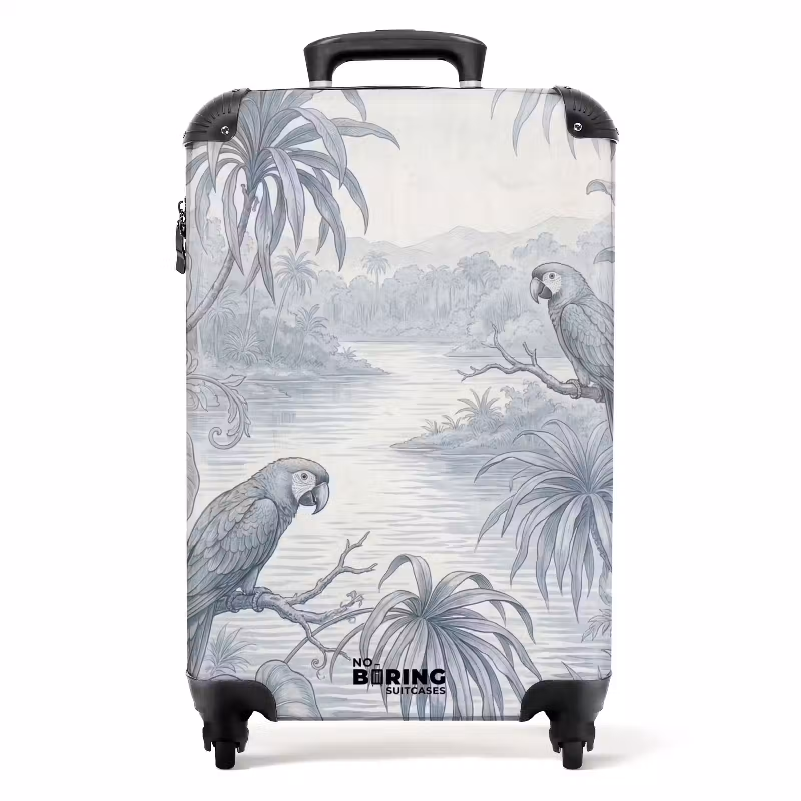 Valise - Oiseau - Rivière - Tropical - Illustration - Bleu — 1