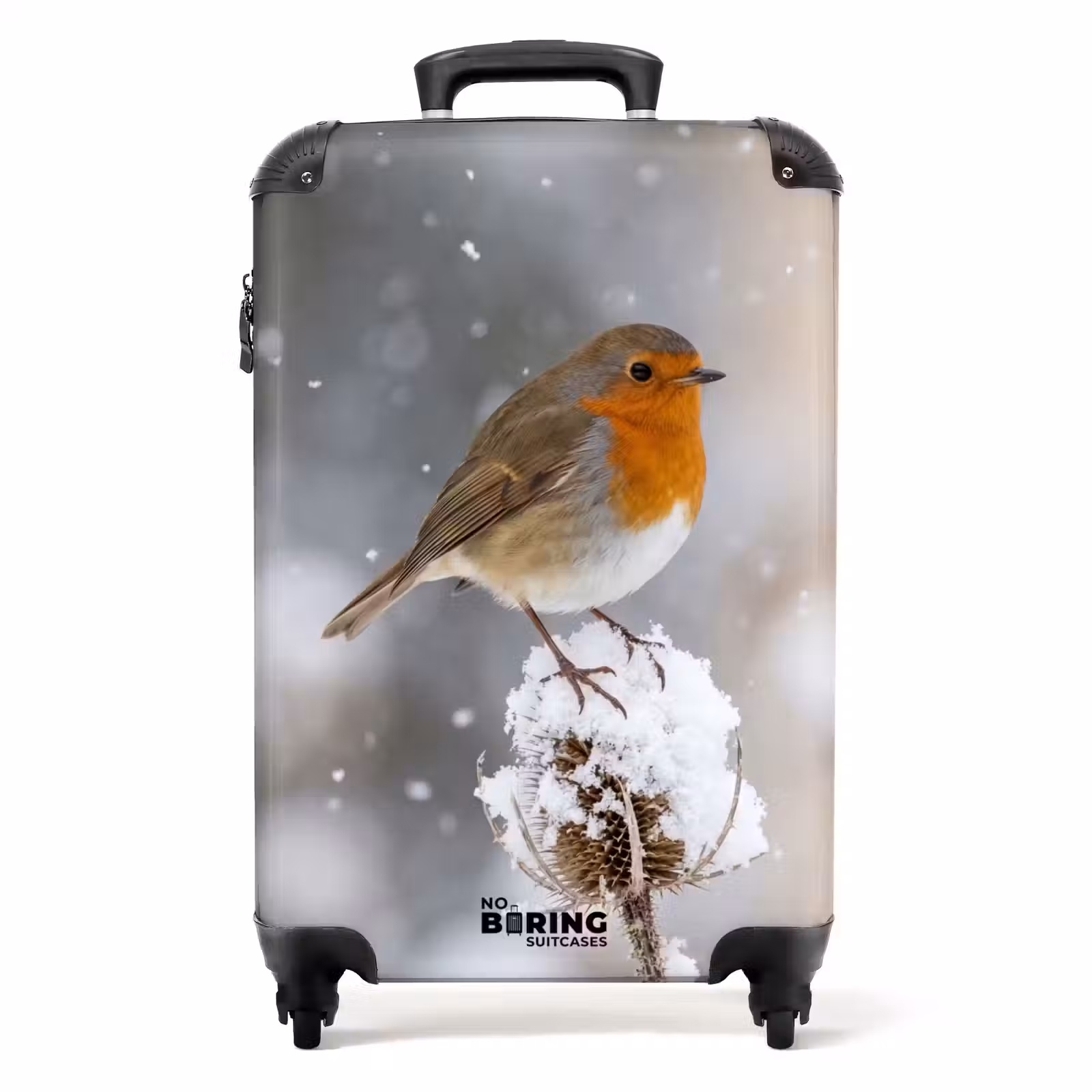 Valise - Rouge-gorge - Fleur séchée - Neige - Hiver - Attirant — 1