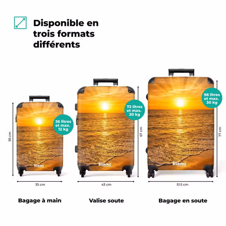 Valise - Mer - Coucher de soleil - Vagues - Côte - Orange — 3