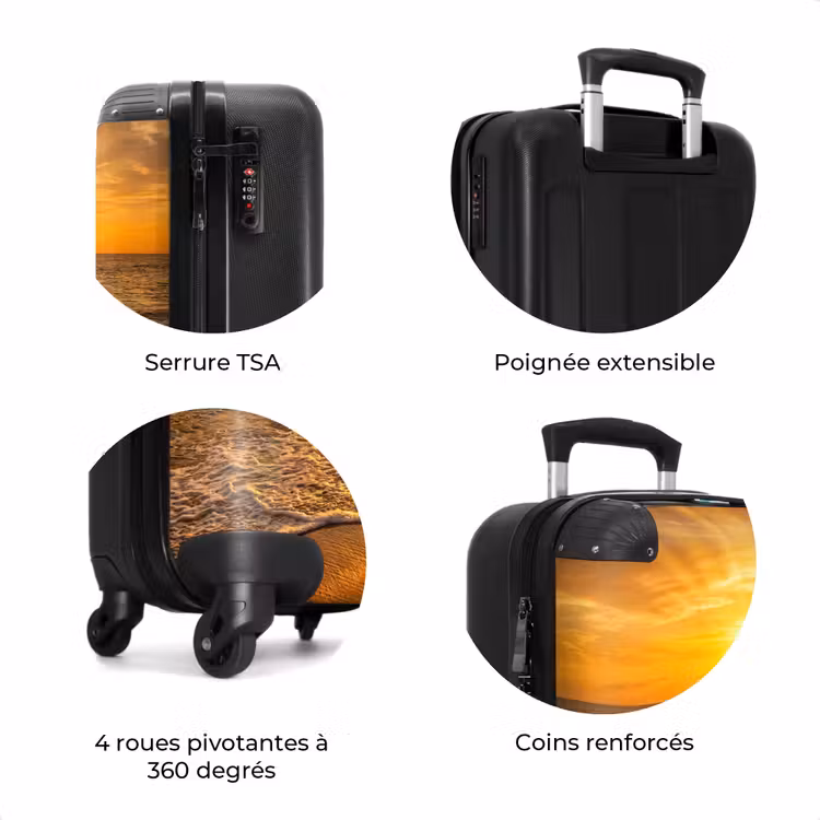 Valise - Mer - Coucher de soleil - Vagues - Côte - Orange — 8