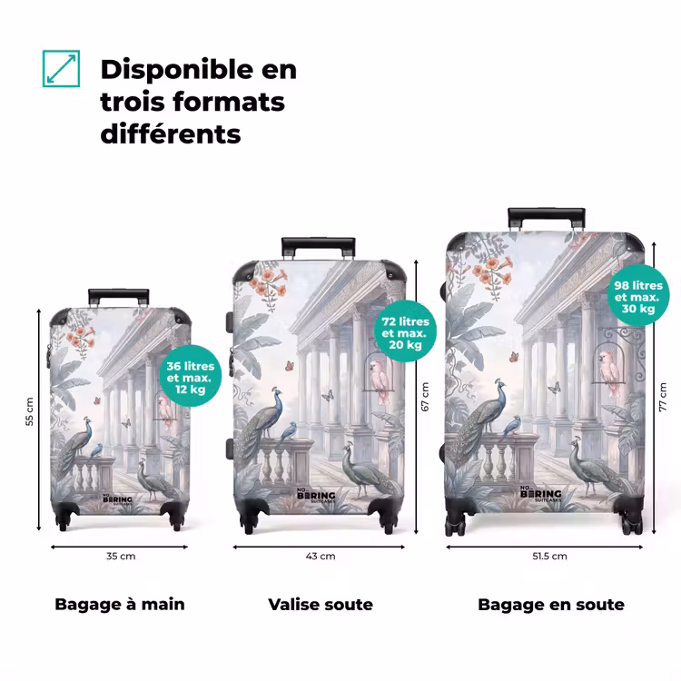 Valise - Oiseau - Paon - Architecture - Classique - Vert — 3