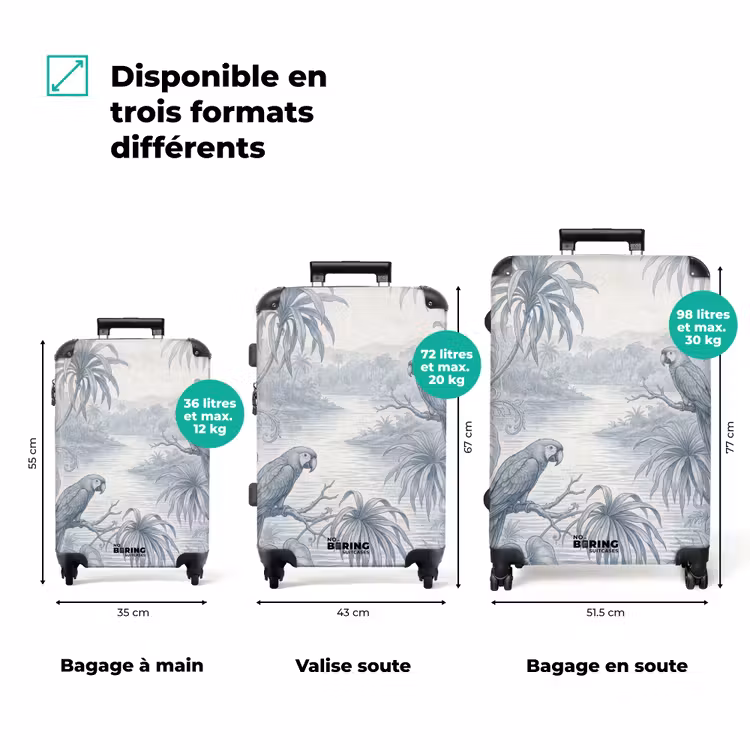 Valise - Oiseau - Rivière - Tropical - Illustration - Bleu — 3