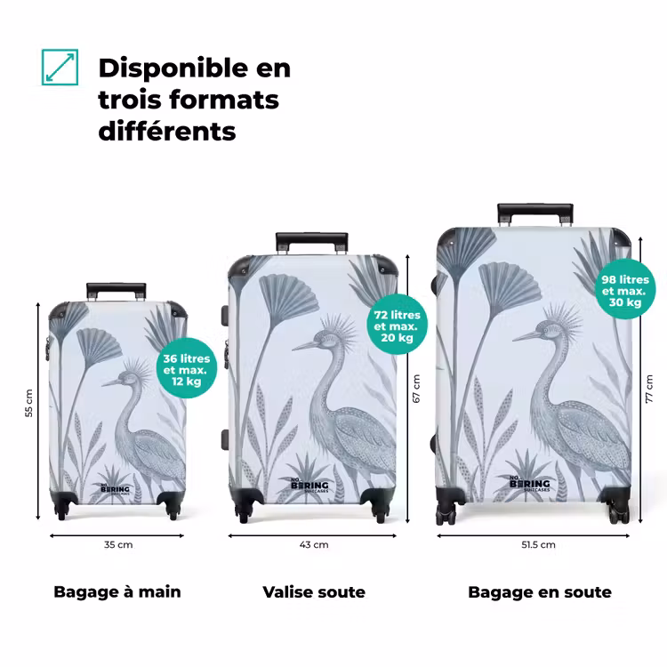 Valise - Oiseau - Tropical - Illustration - Bleu-gris - Nature — 3