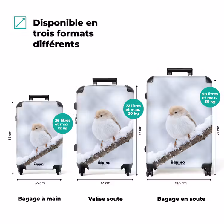 Valise - Petit oiseau - Neige - Branche - Hiver - Doux — 3