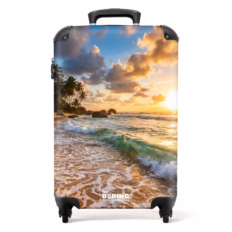 Valise - Plage - Coucher de soleil - Vagues - Nature - Or — 1