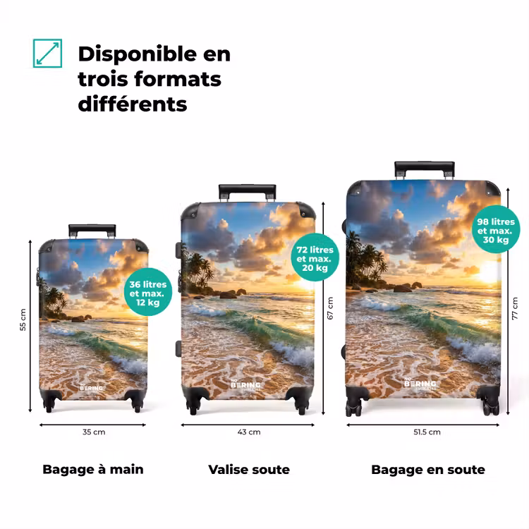 Valise - Plage - Coucher de soleil - Vagues - Nature - Or — 3