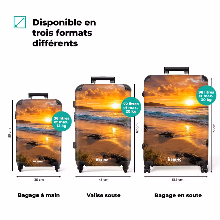 Valise - Plage - Coucher de soleil - Vagues - Nature - Orange — 3