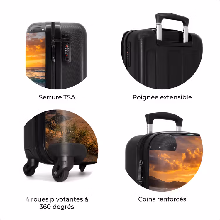 Valise - Plage - Coucher de soleil - Vagues - Nature - Orange — 8