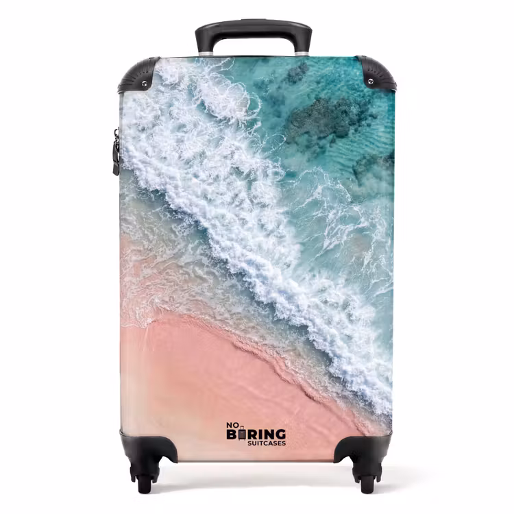 Valise - Plage - Océan - Vagues - Sable rose - Nature — 1