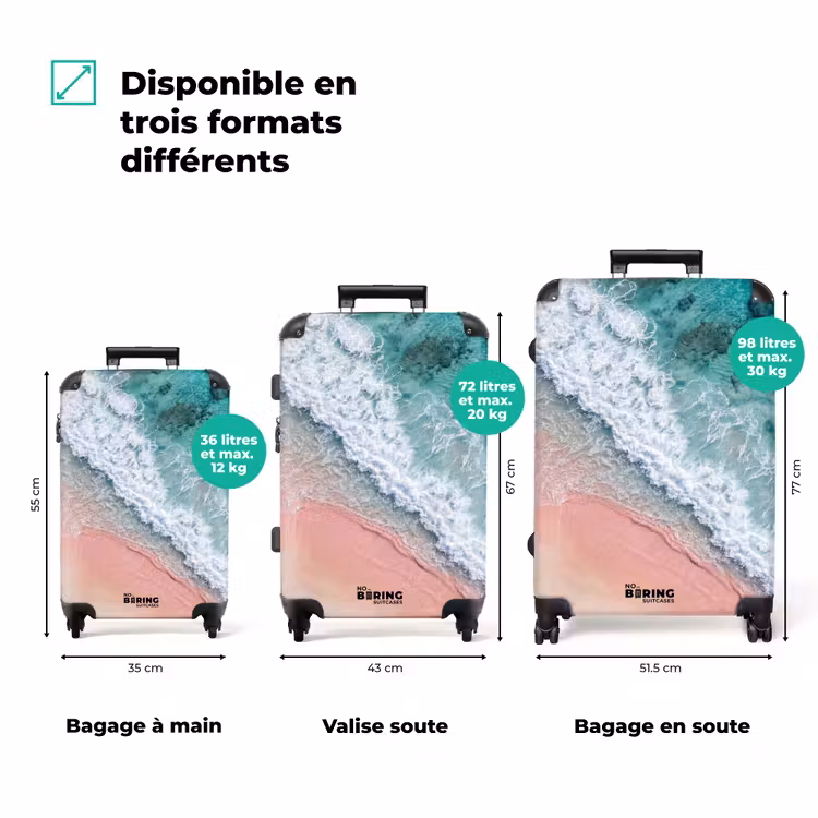 Valise - Plage - Océan - Vagues - Sable rose - Nature — 3