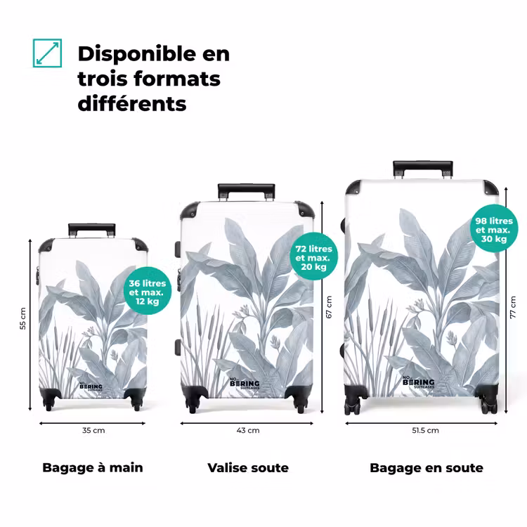 Valise - Plantes - Feuilles - Nature - Gris — 3