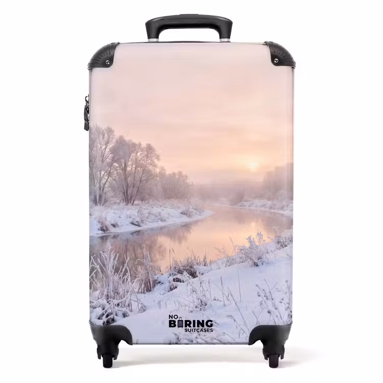 Valise - Rivière - Hiver - Paysage - Neige - Lever du soleil — 1
