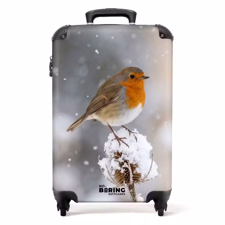 Valise - Rouge-gorge - Fleur séchée - Neige - Hiver - Attirant — 1