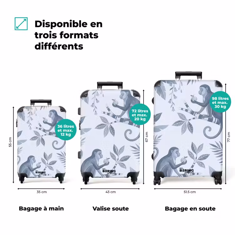 Valise - Singe - Arbre - Feuilles - Jungle - Illustration — 3