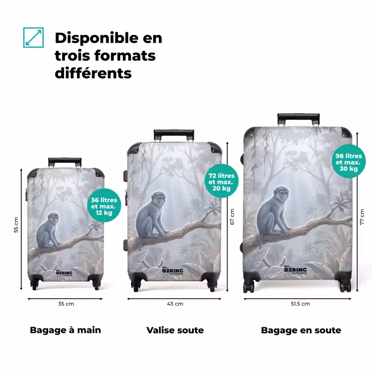 Valise - Singe - Arbre - Jungle - Nature - Gris — 3