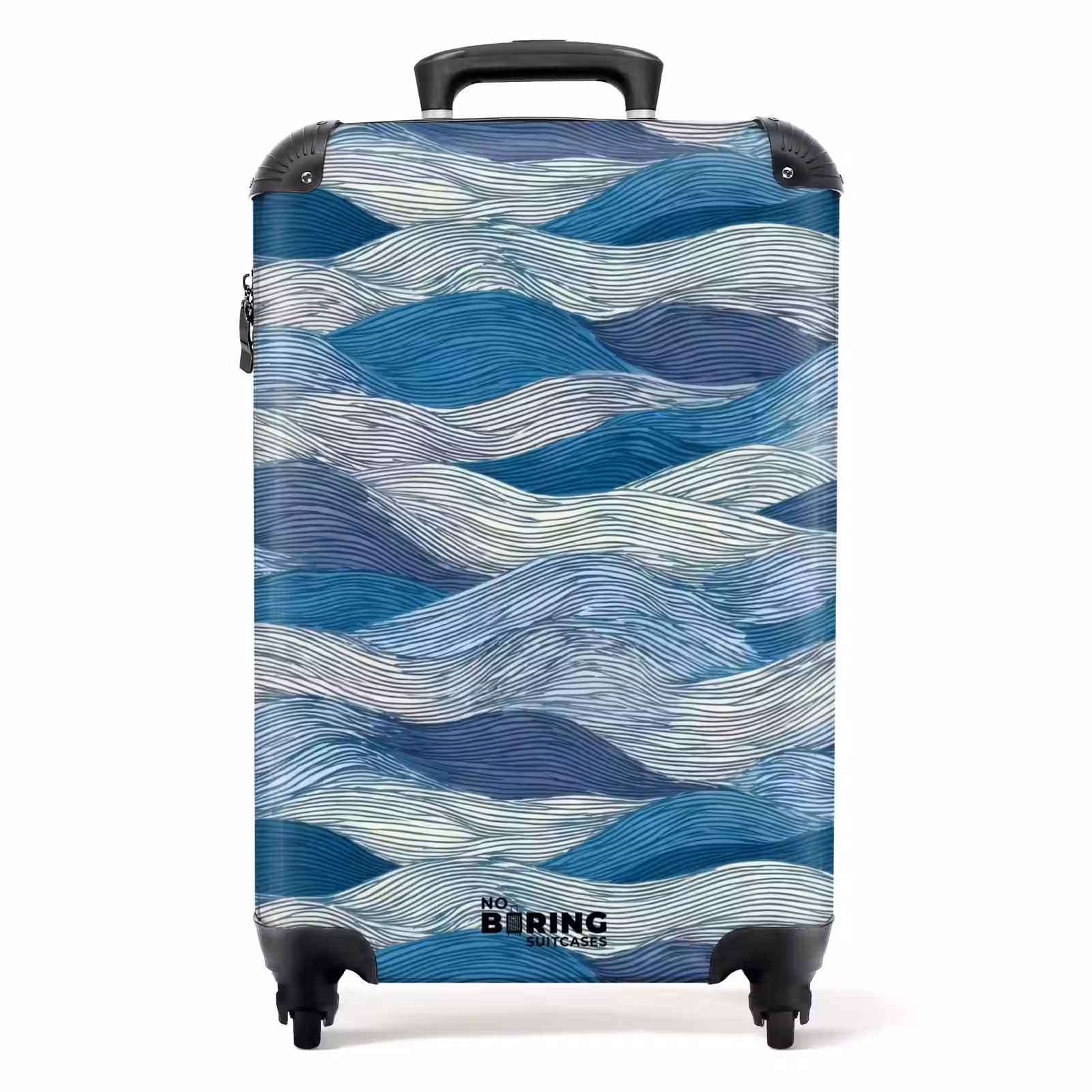 Valise - Motifs - Bleu - Blanc - Ondulé - Rayures — 1