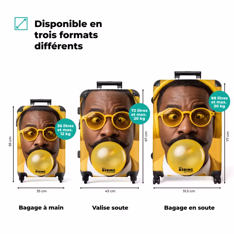 Valise - Homme - Bubble-gum - Portrait - Jaune - Moderne — 3