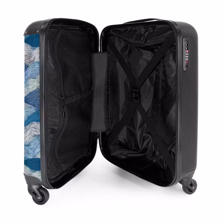 Valise - Motifs - Bleu - Blanc - Ondulé - Rayures — 5